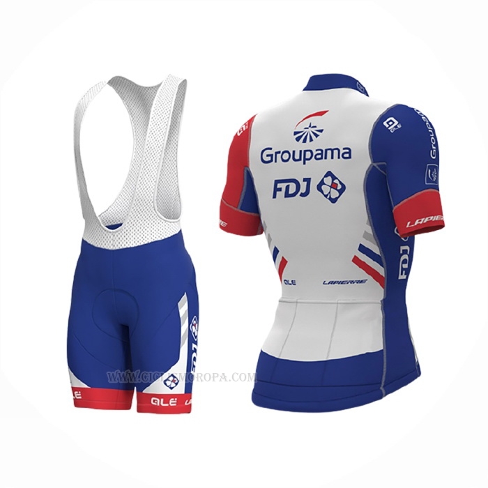 2018 Ropa Ciclismo Groupama FDJ Prs Blanco Azul Mangas Corta y Culotte Corto